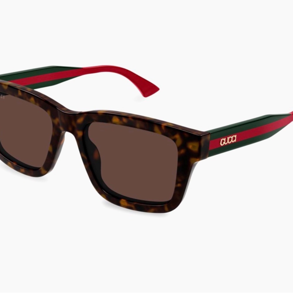 BRAND NEW Gucci Brown Tortoise Sunglasses with Red and Green Accents 53MM